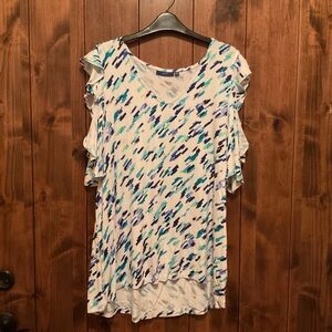 Apt. 9 Women's Blue and Green Patterned Blouse